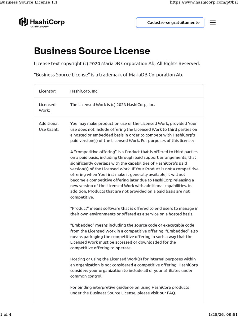 HashiCorp Business Source License 1.1 | PDF | License | Intellectual ...