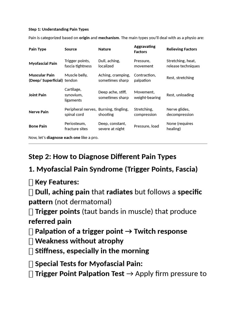 Diagnosing Pain Types in Physiotherapy | PDF | Myofascial Trigger Point ...