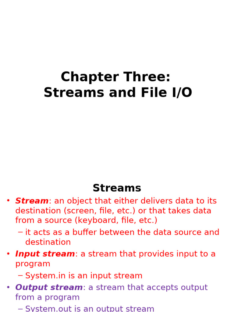 Java File I/O: Streams & File Handling | PDF | Software Engineering | Data