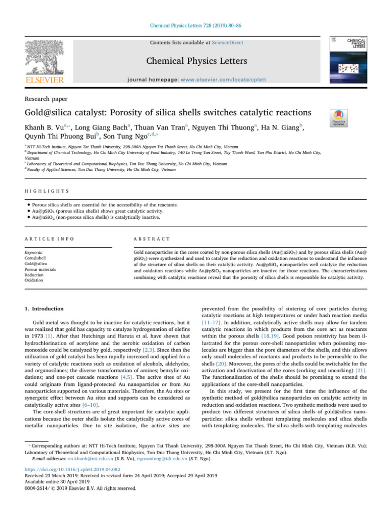 Gold@Silica Catalysts: Porosity Effects | PDF | Catalysis | Nanoparticle