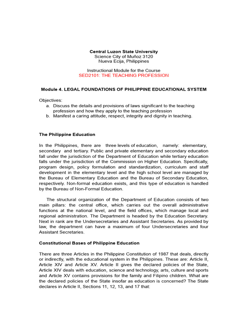 Legal Foundations of Philippine Education | PDF | Cost Of Living | Salary