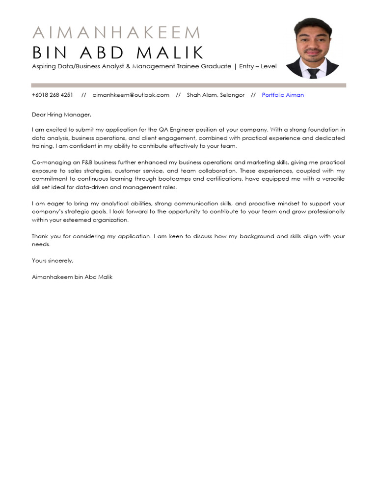 Aspiring Data Analyst & QA Engineer Applicant | PDF
