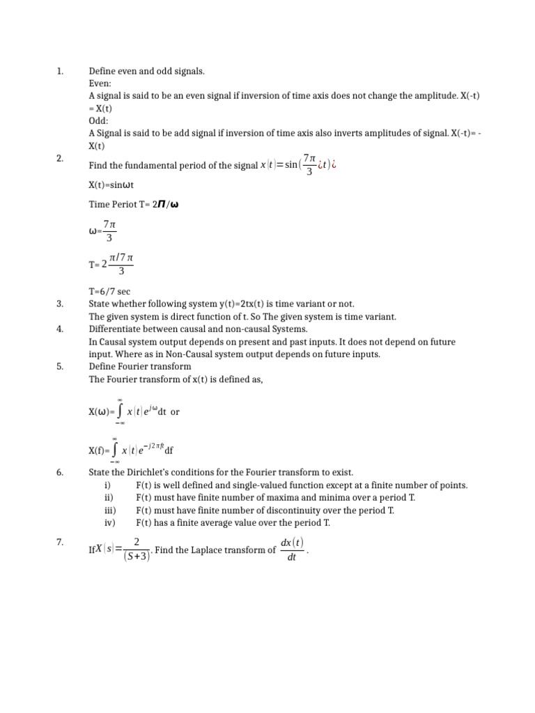Even and Odd Signals Explained | PDF