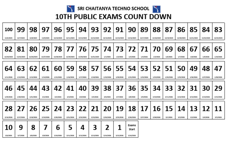 10th Class Count Down Format | PDF