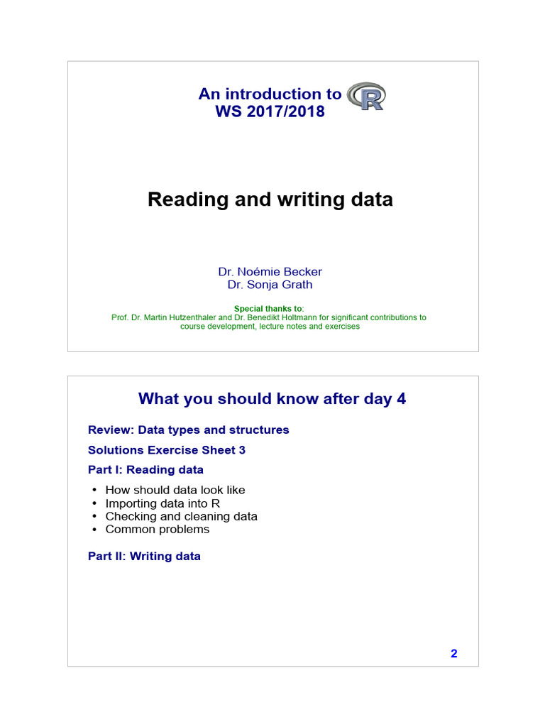 Reading and Writing Data in R | PDF | Applied Mathematics