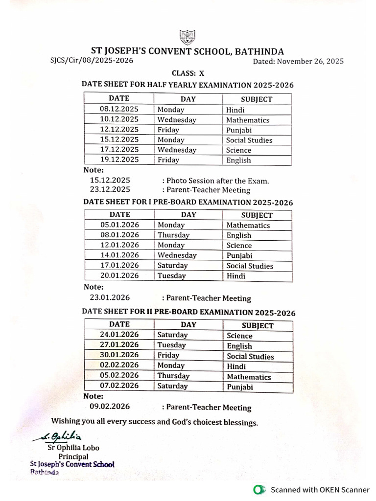 Date Sheet | PDF