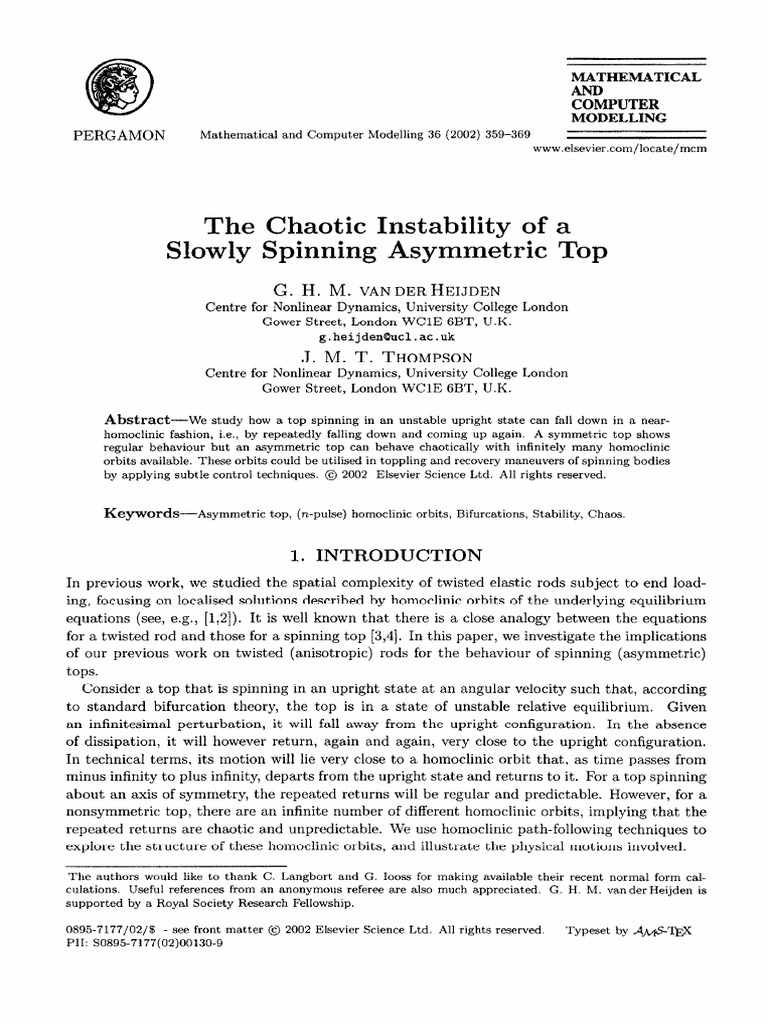 Chaotic Behavior of Asymmetric Tops | PDF | Classical Mechanics ...