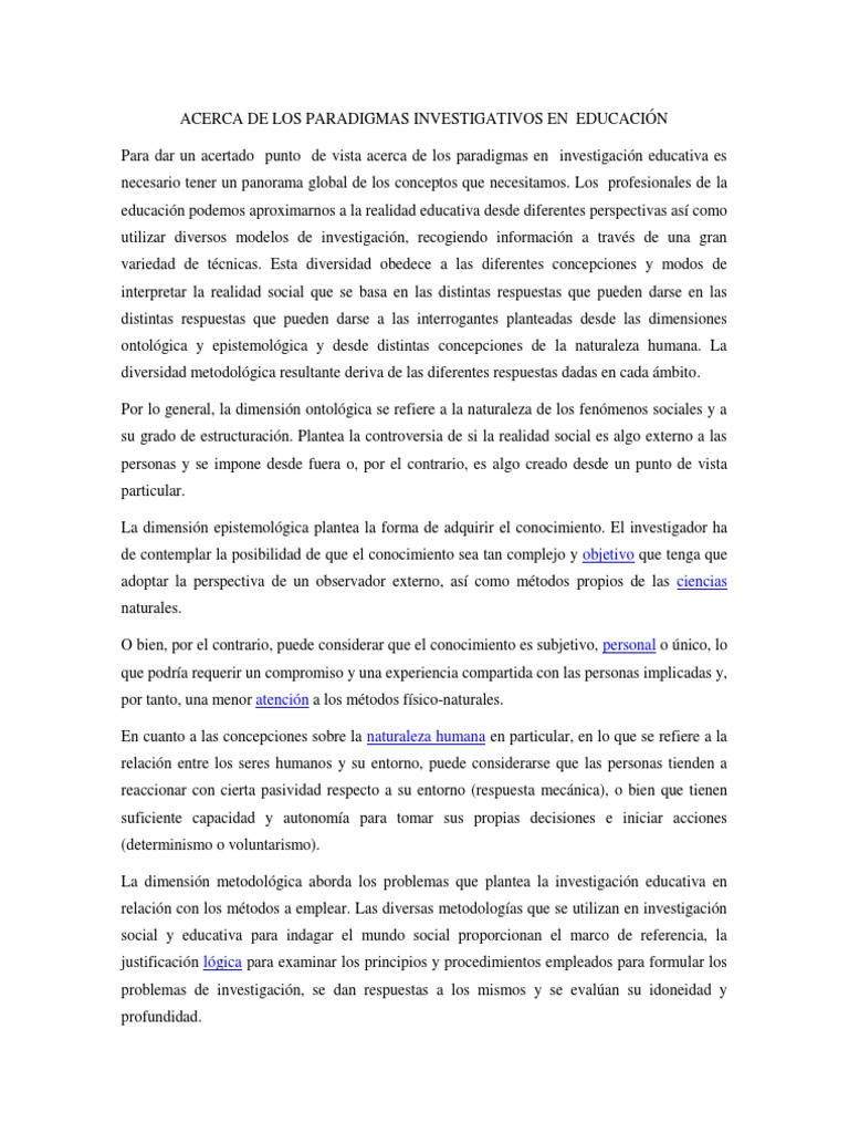 Paradigmas en Investigación Educativa | PDF | Science | Paradigma