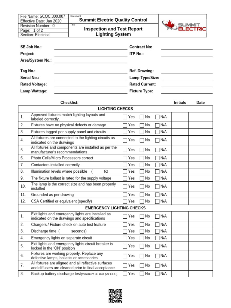 Lighting System Inspection Report | PDF | Lighting | Electrical Components