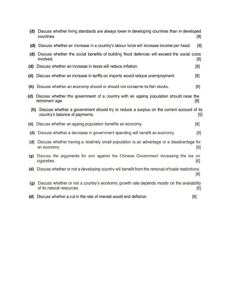 Hard Questions Economics O Level | PDF