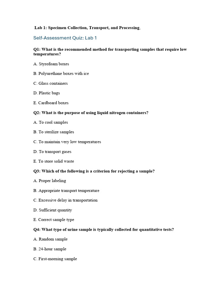 Specimen Collection and Transport Guide | PDF | Blood Plasma | Medical ...