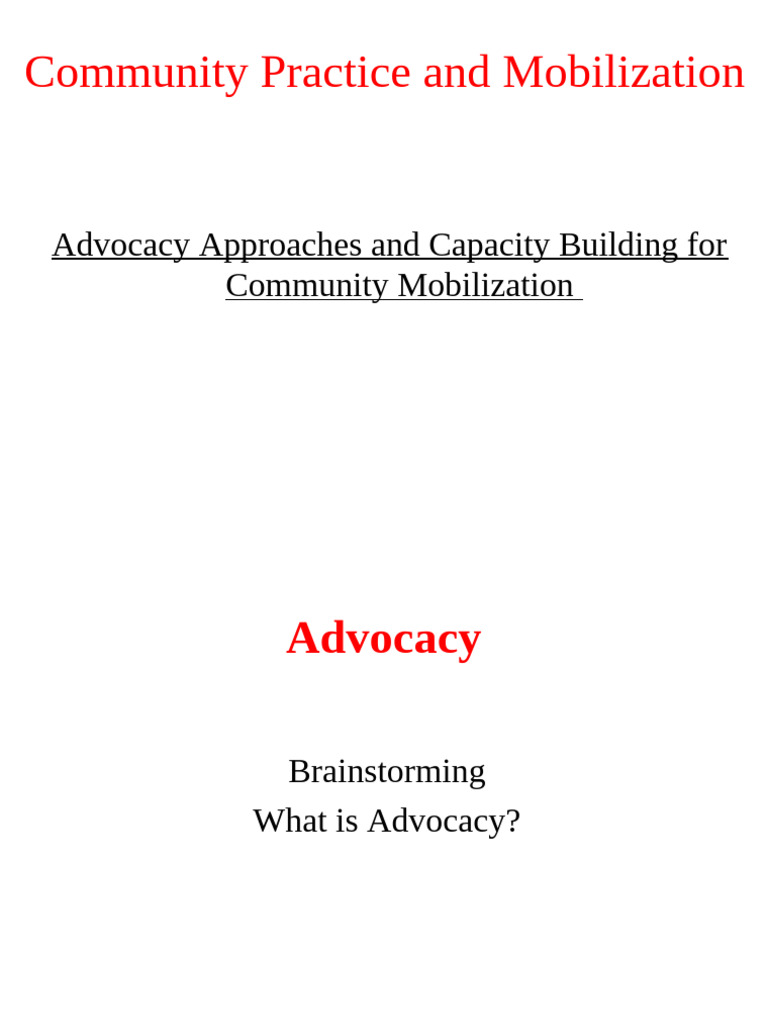 Community Advocacy and Capacity Building | PDF | Capacity Building | Policy