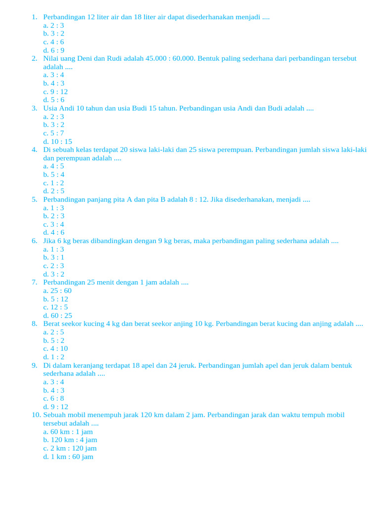 Perbandingan dan Rasio dalam Matematika | PDF