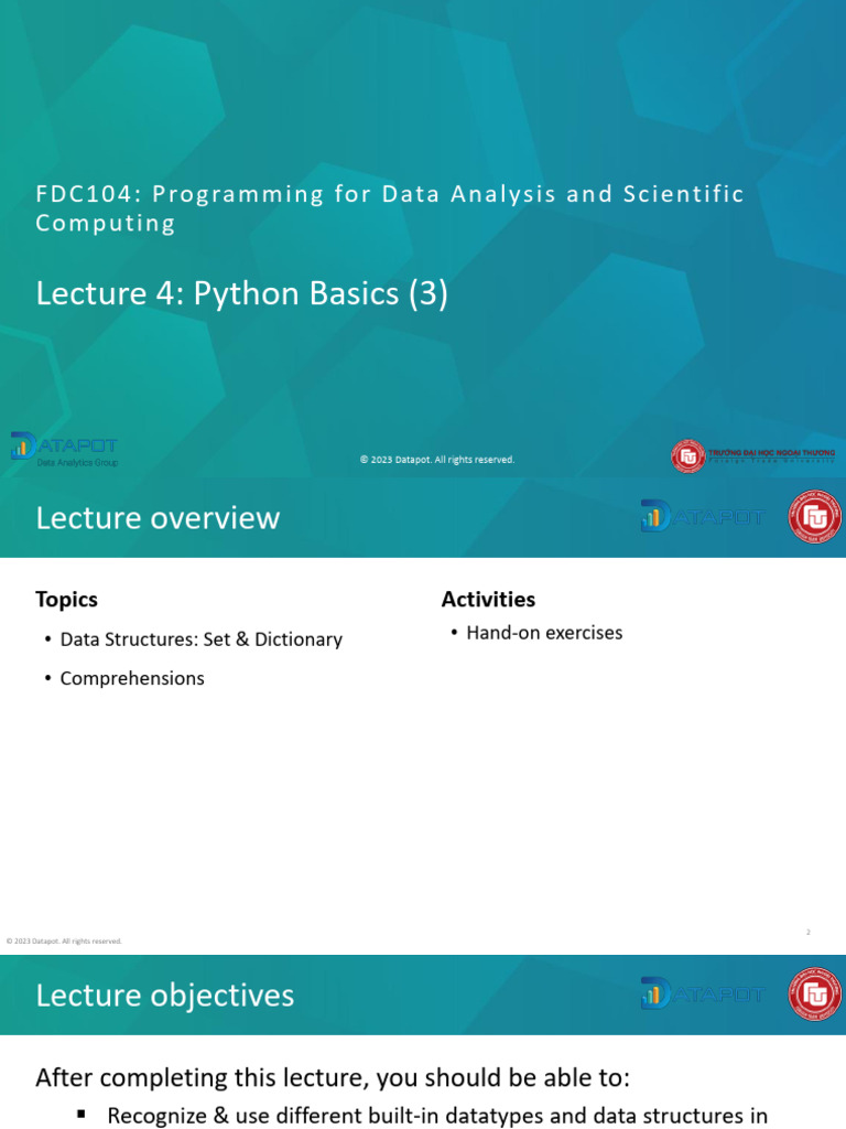 Python Data Structures & Comprehensions | PDF | Python (Programming ...
