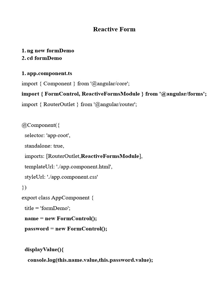 Angular Reactive Form Demo Guide | PDF
