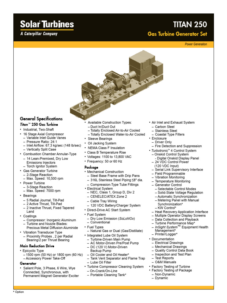 CAT Solar Brand Titan 250 Power Generation | PDF | Gas Technologies ...