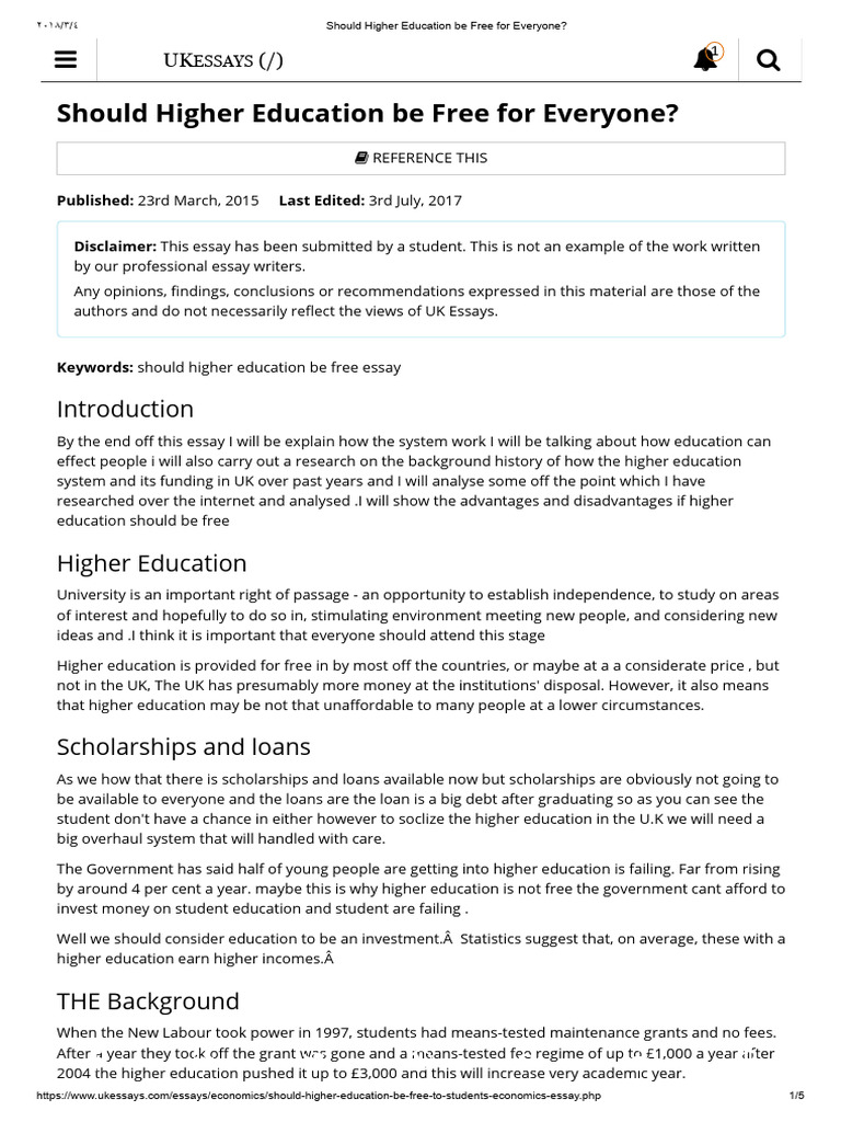 Should Higher Education Be Free for Everyone | PDF | Supply And Demand ...
