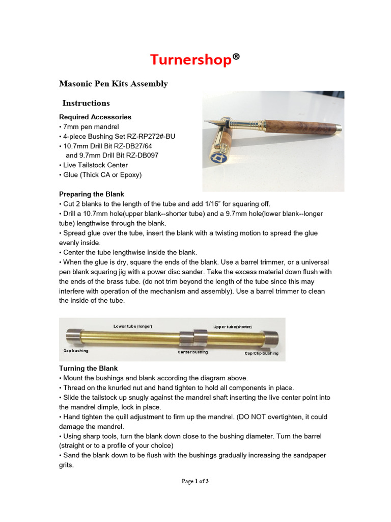 Masonic Pen Kit Assembly Guide | PDF | Pen | Portable Tools