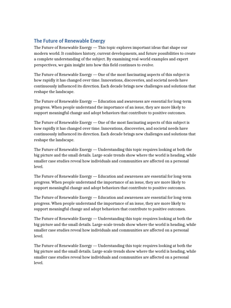 Future Trends in Renewable Energy | PDF | Innovation | Communication