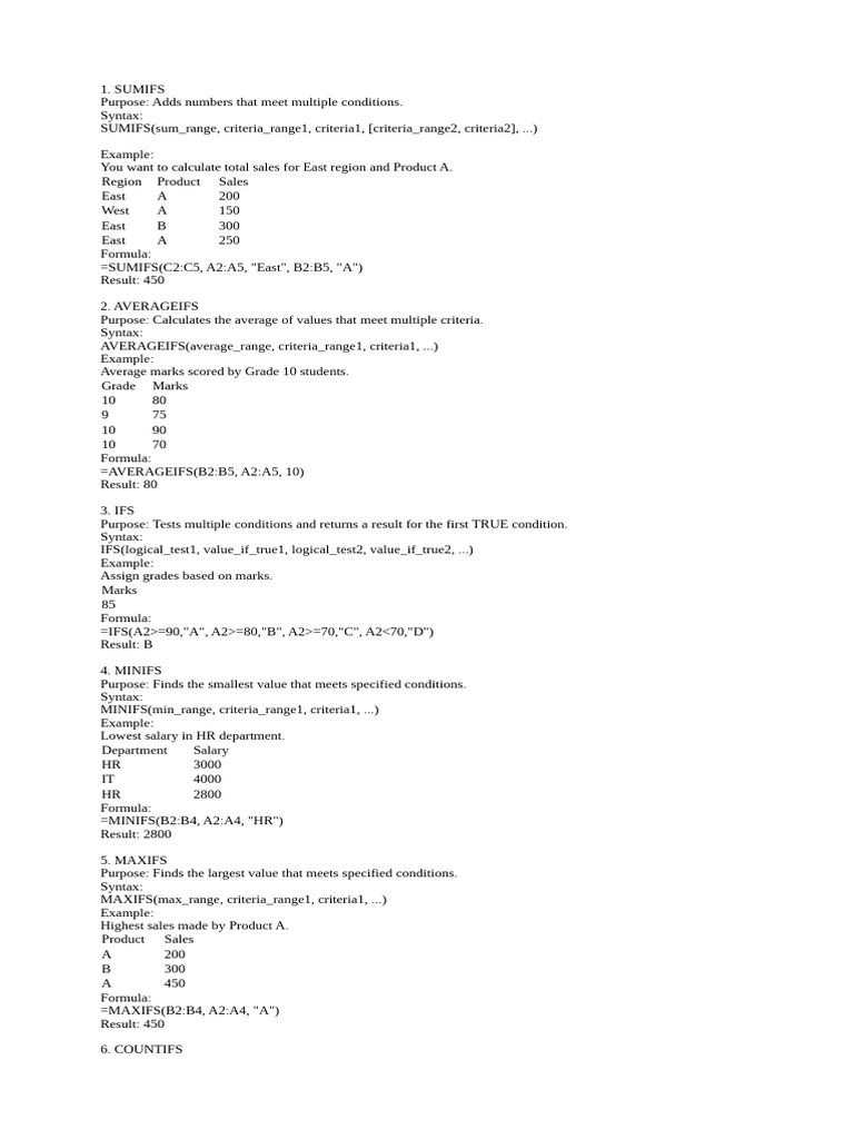 Excel Functions for Conditional Calculations | PDF | Microsoft Excel ...
