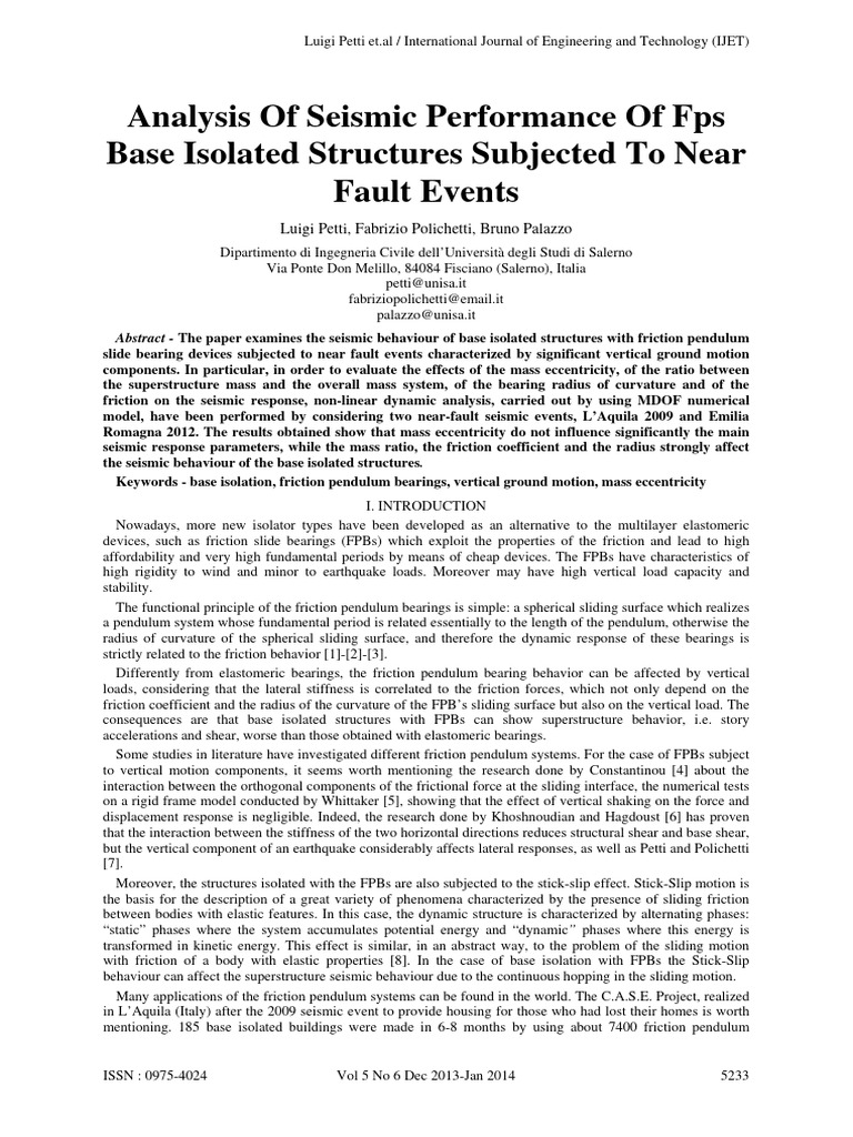 Seismic Analysis of Base Isolated Structures | PDF | Earthquake ...
