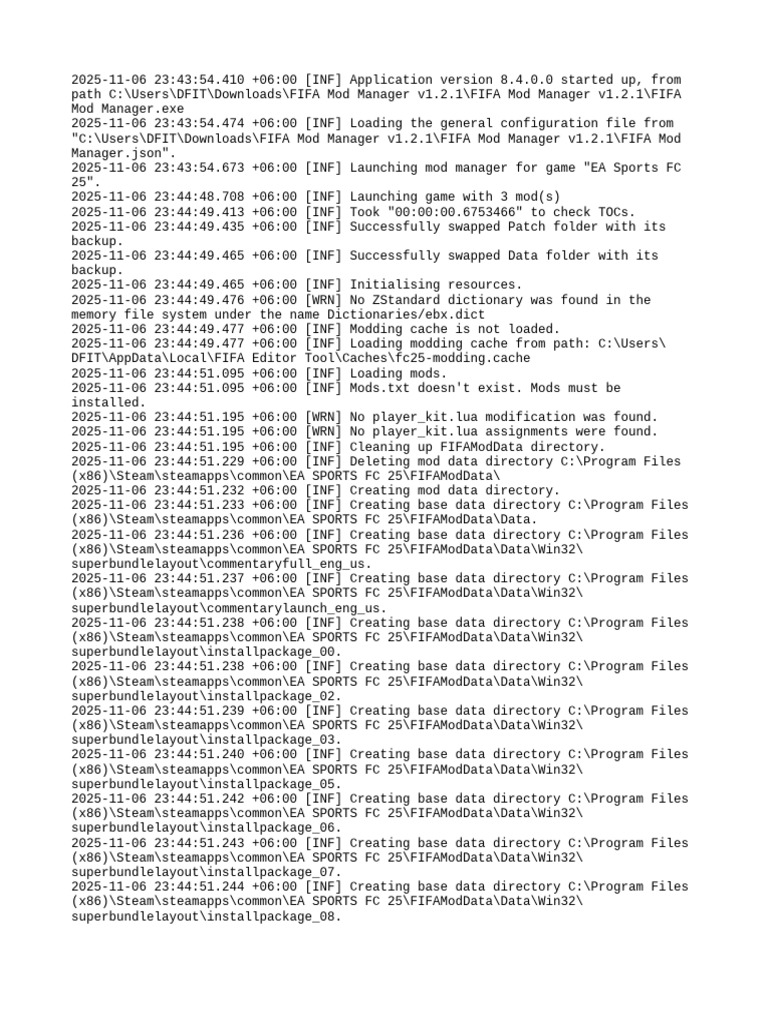 FIFA Mod Manager Log for EA FC 25 | PDF | Computer File | Windows Registry