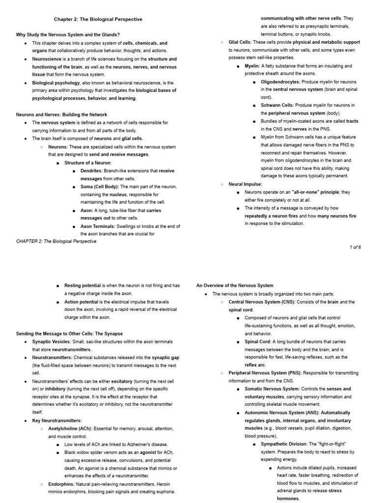 PSYCH 101_Chapter 1 (1) | PDF | Axon | Nervous System