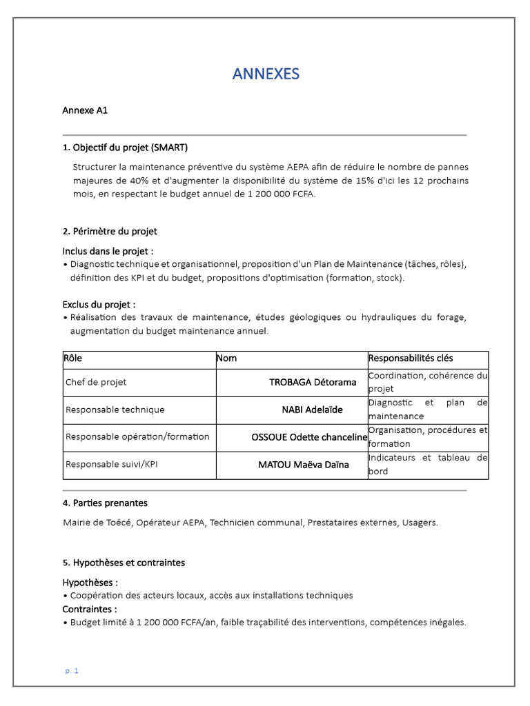 Plan de Maintenance Préventive AEPA | PDF | Planification | Budget