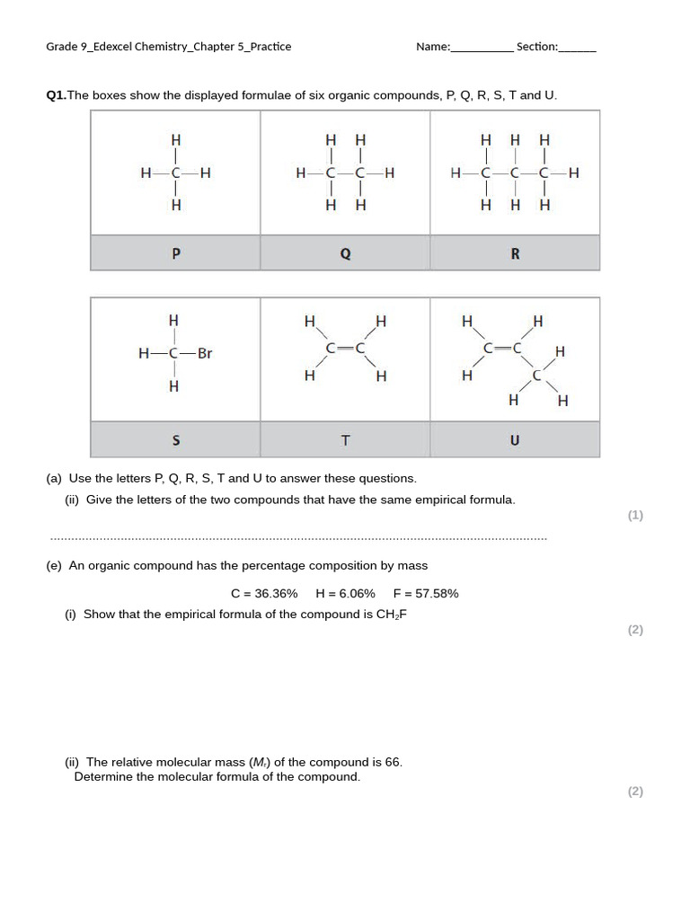 Grade 9 Edexcel Chemistry Practice Exam | PDF | Chemistry | Chemical ...