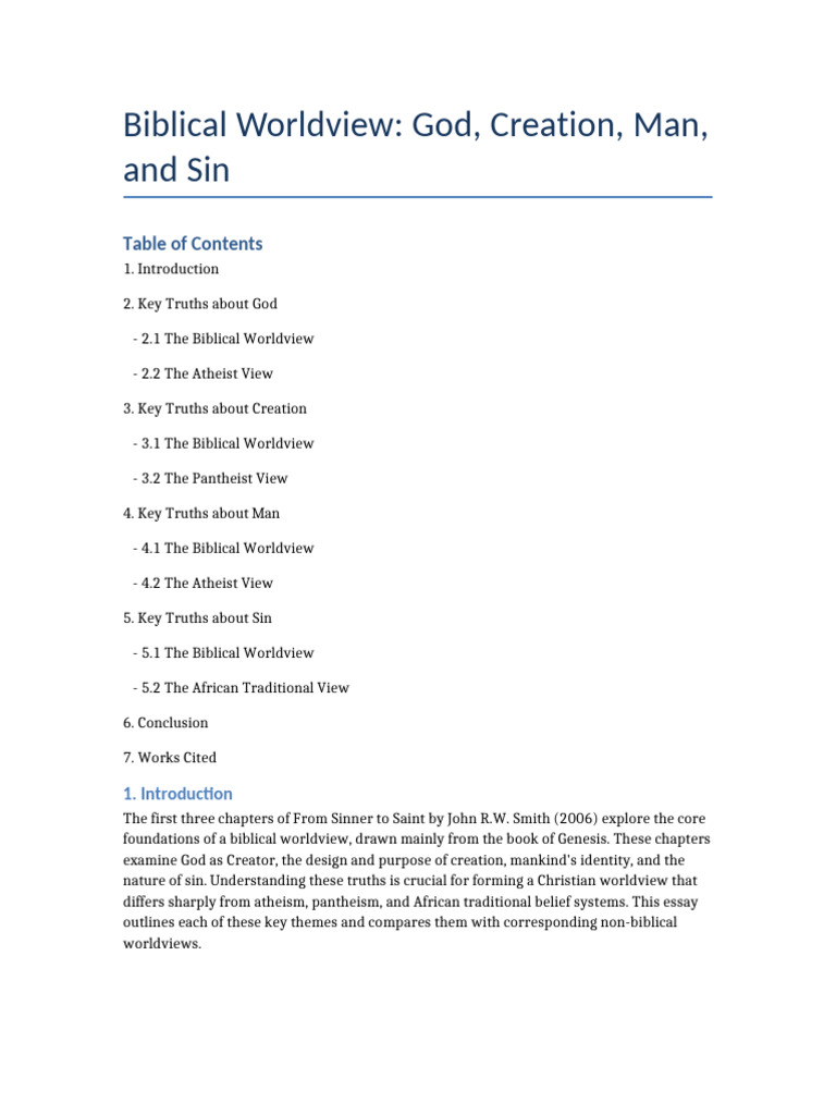 Biblical Worldview Essay | PDF | God | Genesis Creation Narrative