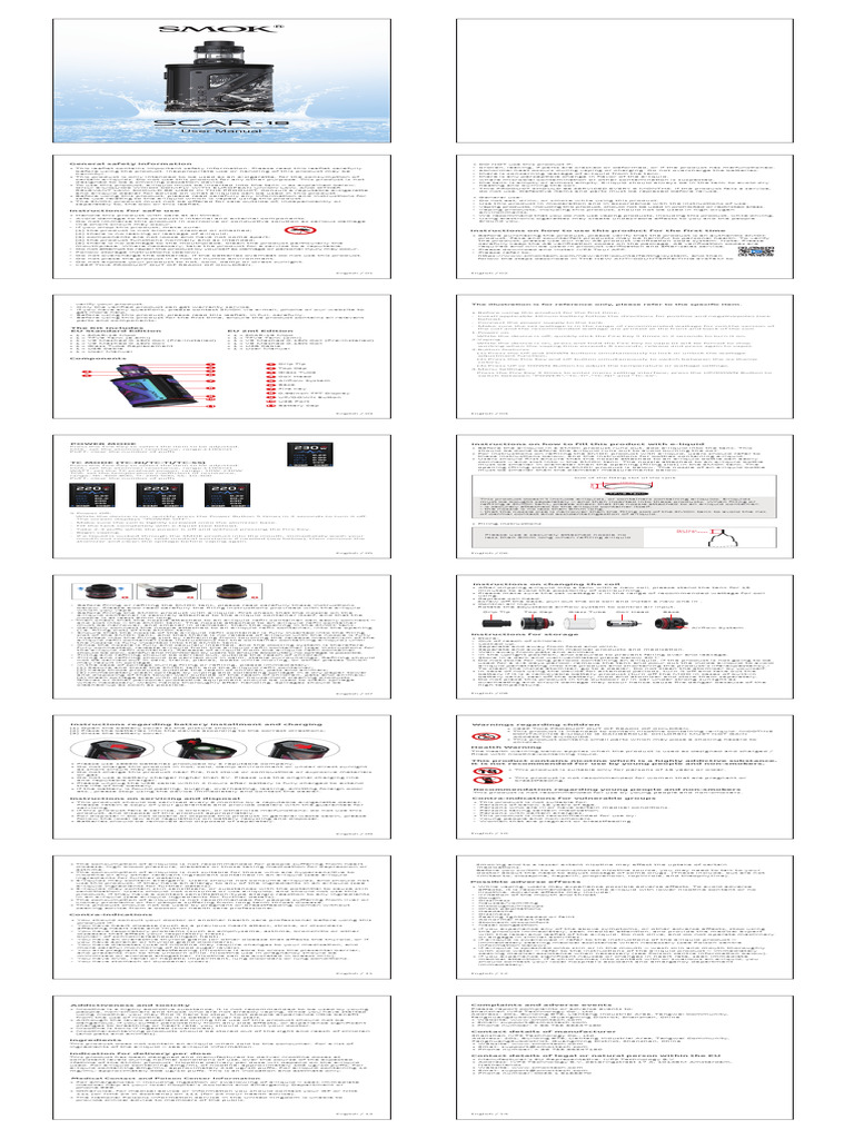 E-Cigarette User Manual and Safety Guide | PDF | Nicotine | Respiratory  Diseases