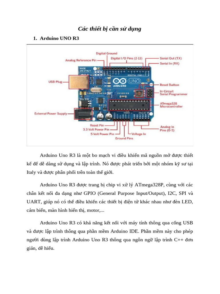 Các thiết bị cần sử dụng: 1. Arduino UNO R3 | PDF