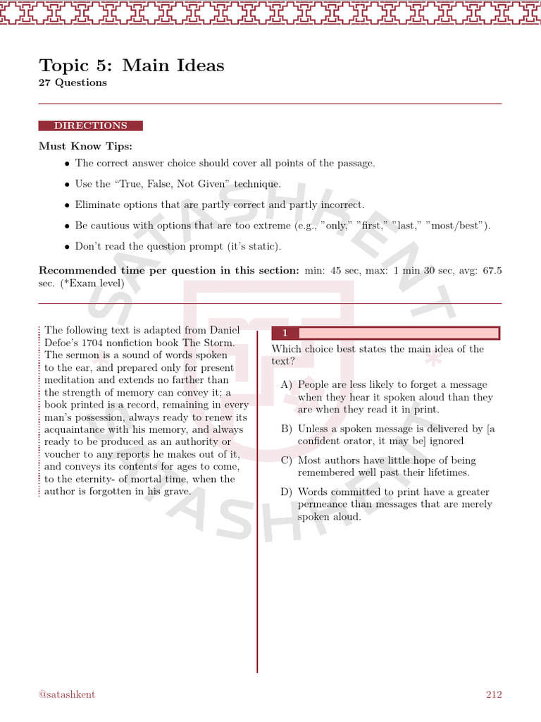Topic 5 - Main Idea | PDF