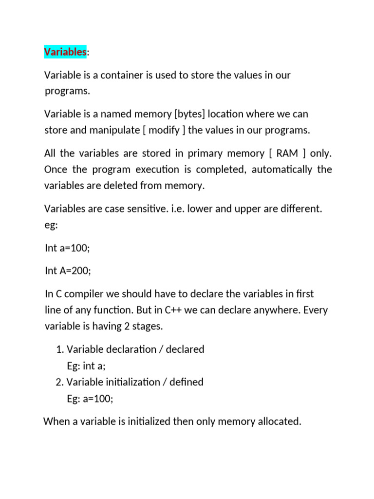 Understanding Variables in Programming | PDF
