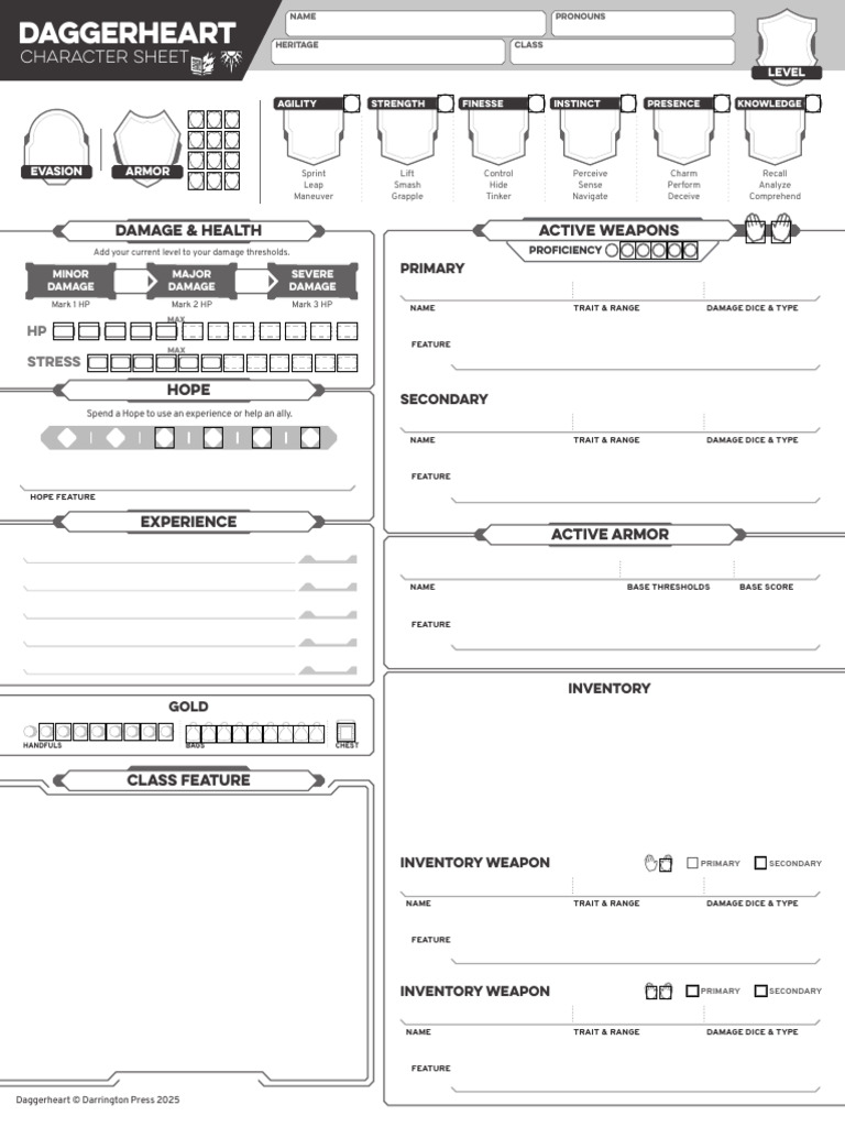 Daggerheart Character Sheet Guide | PDF | Dice