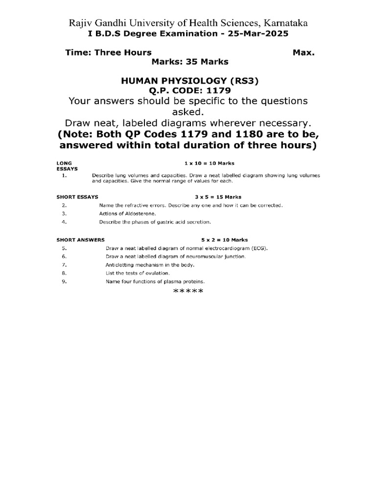 Physiology Pyq | PDF