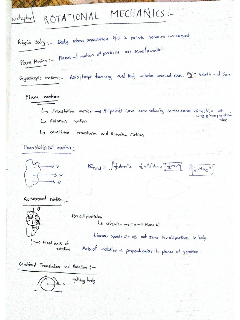 Rigid Body Dynamics Notes | PDF