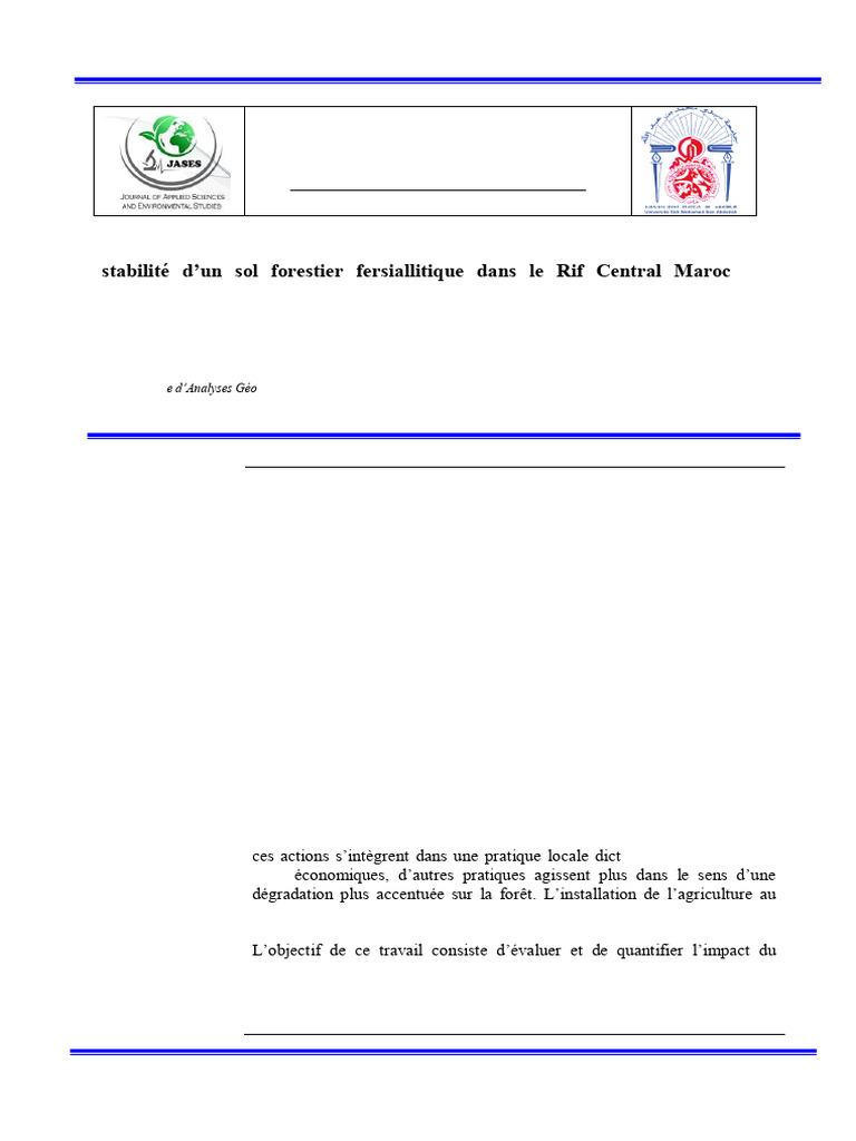 Impact du défrichement sur les sols au Rif | PDF | Sol (pédologie) | Forêt