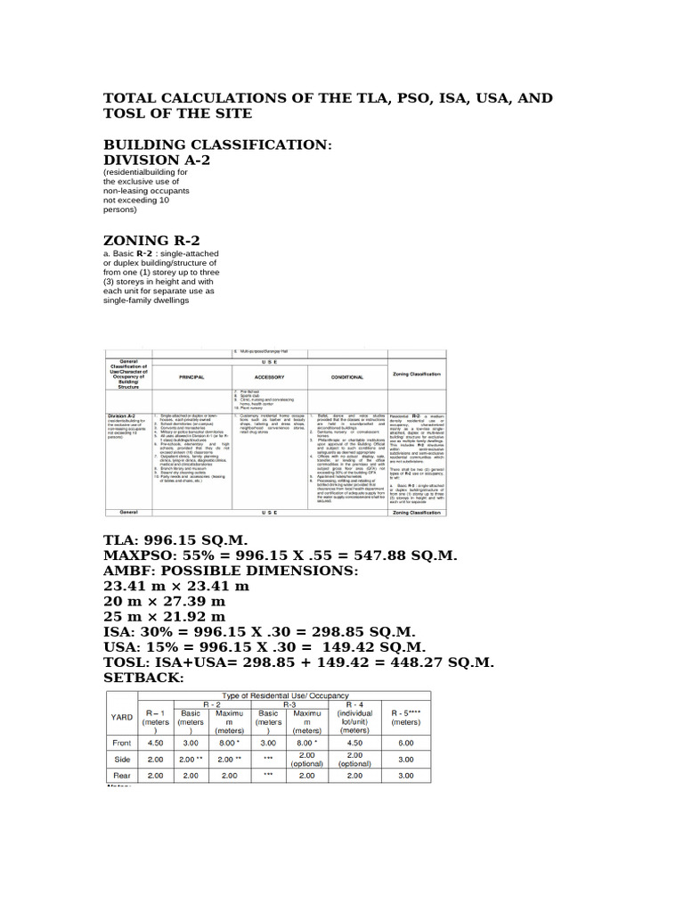 Total Site Calculations for R-2 Building | PDF