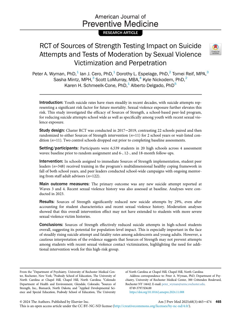 Sources of Strength Reduces Youth Suicide | PDF | Violence | Suicide
