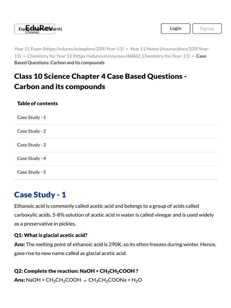 Case Studies on Carbon Compounds | PDF | Salt (Chemistry) | Acid
