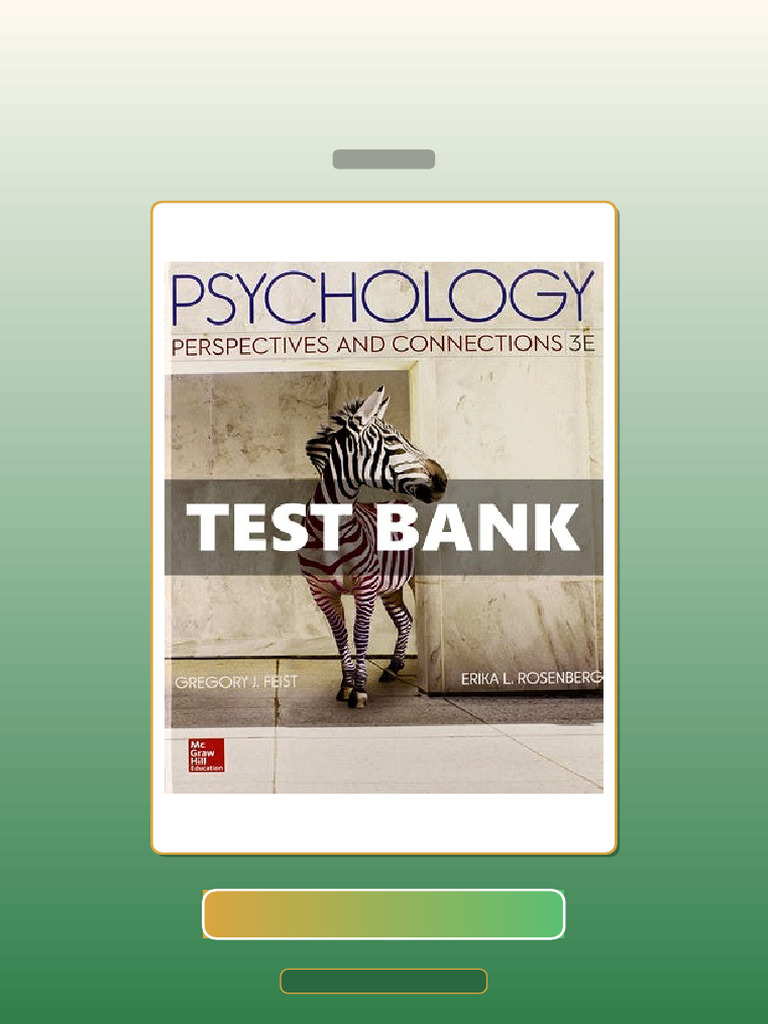 Psychology Perspectives and Connections 3 Ed Feist E-book Testbank ...
