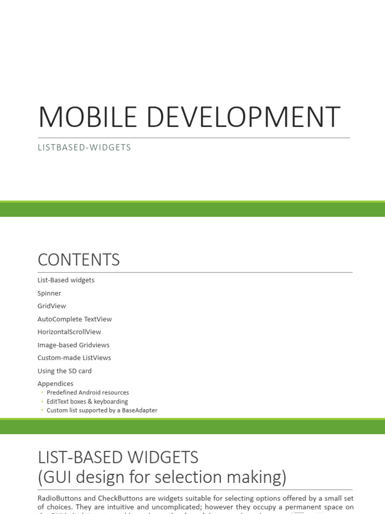 Android List-Based Widgets Guide | PDF | Graphical User Interfaces ...