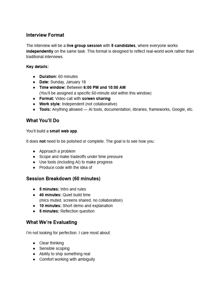 Live Group Interview Format Overview | PDF