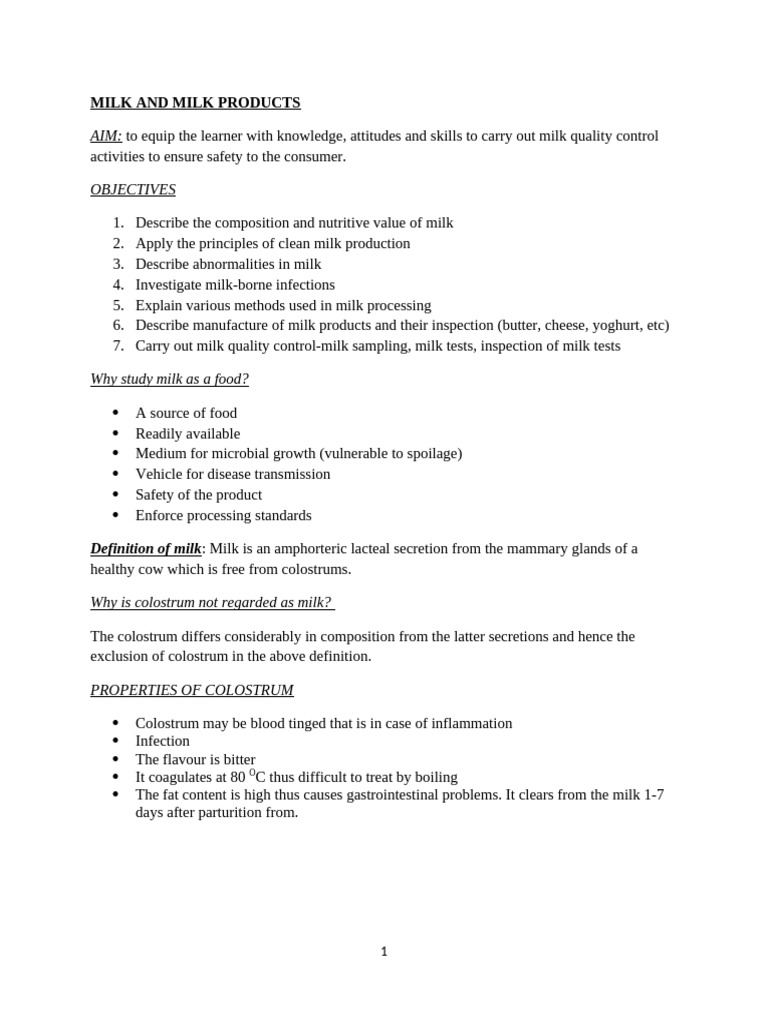 MILK AND MILK PRODUCTS-1-1 | PDF | Milk | Dairy Farming
