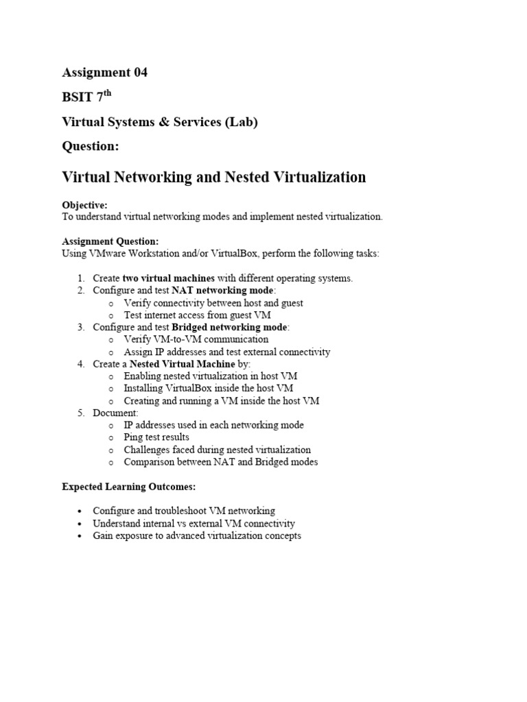 Virtual Systems & Services (Lab) Assignment 4 | PDF