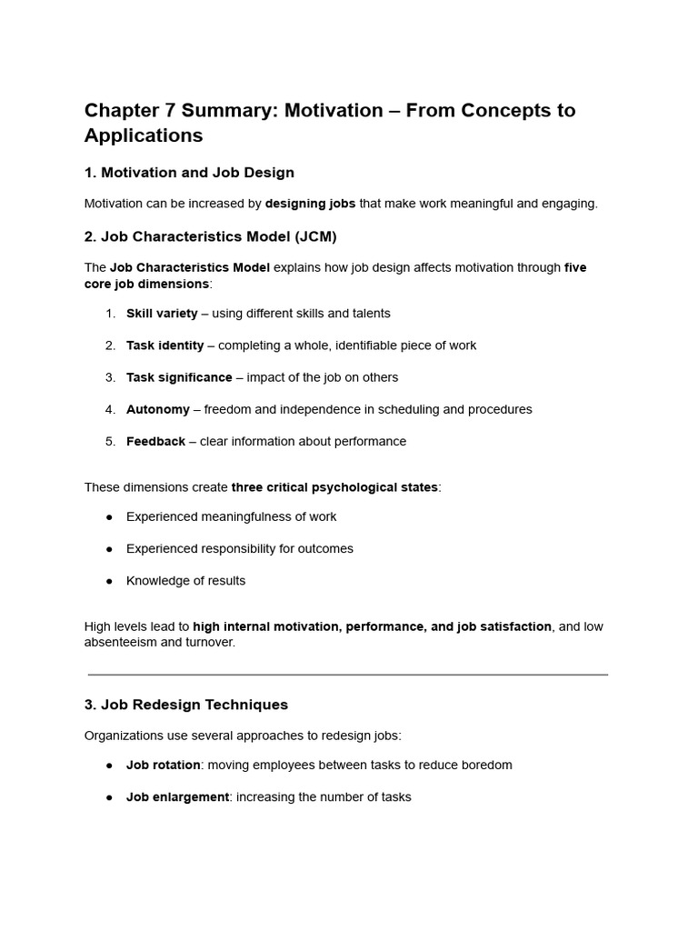 Chapter 7 Summary_ Motivation – From Concepts to Applications | PDF ...