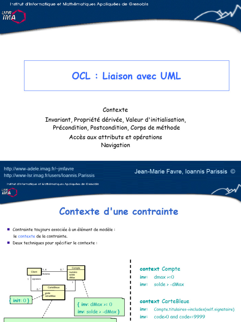 OCL et UML : Contraintes et Navigation | PDF | Ingénierie des systèmes ...
