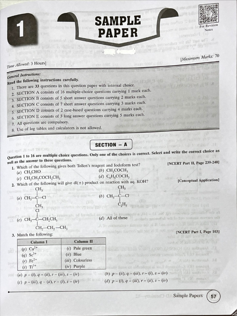 Sample Paper 1 (2025-26) | PDF
