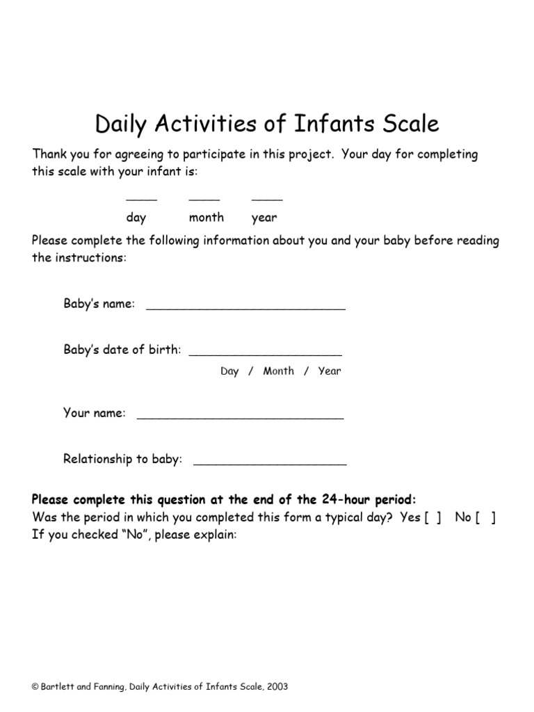Daily Activities of Infants Scale Guide | PDF | Infants | Family
